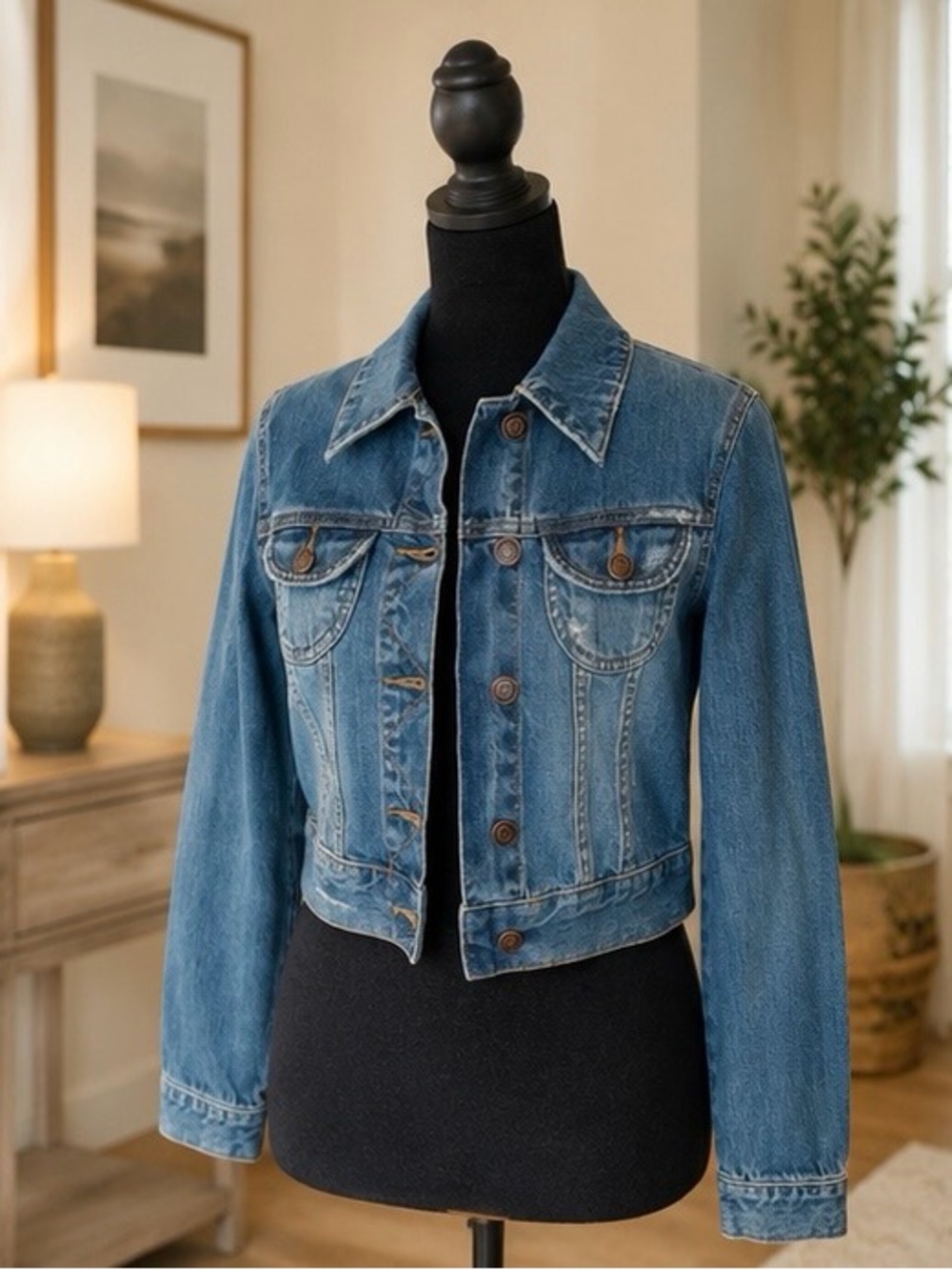 Old Navy Blue Denim Cropped Jean Jacket